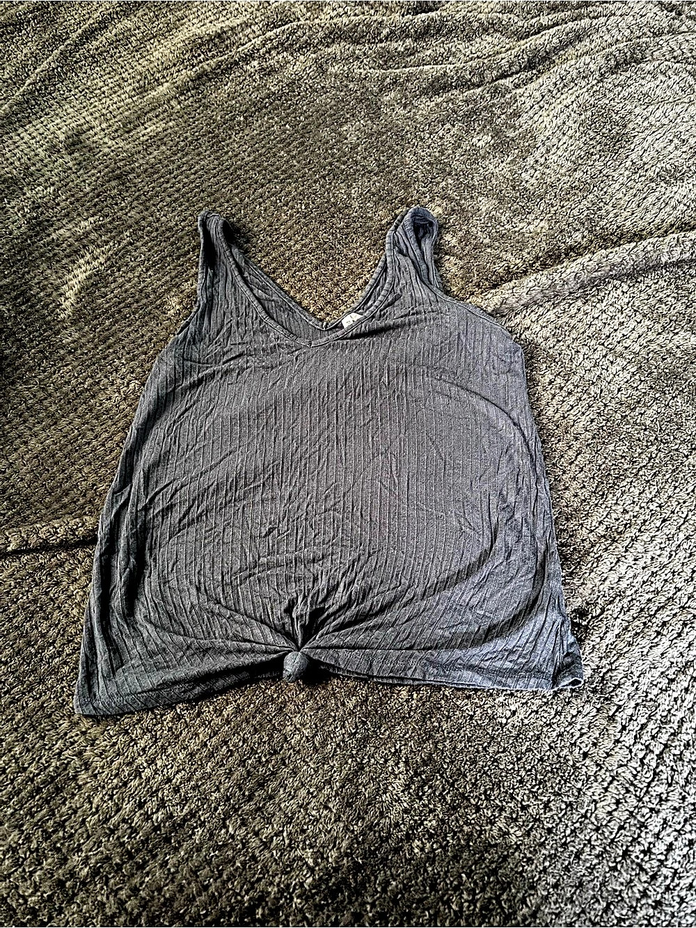 Womens size XS penny Ribbed Twist-Hem Tank Top in Gray Size